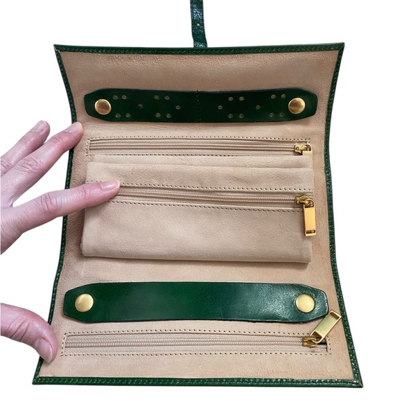 Time Resistance New Leather Green Jewelry Travel Case Madame Bovary Roll Bag - Picture 7 of 16